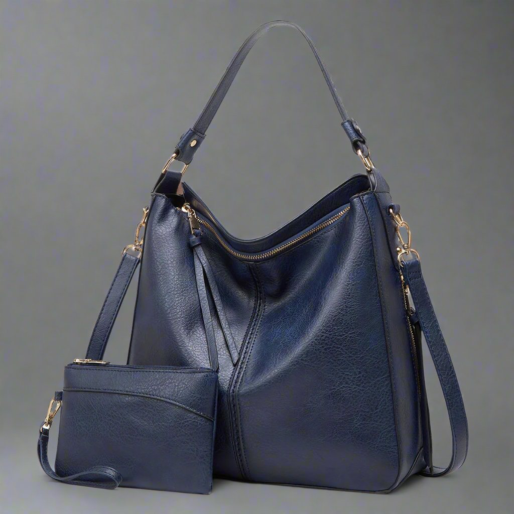 Cecile | Elegant leather messenger bag with large interior-Elly Rose