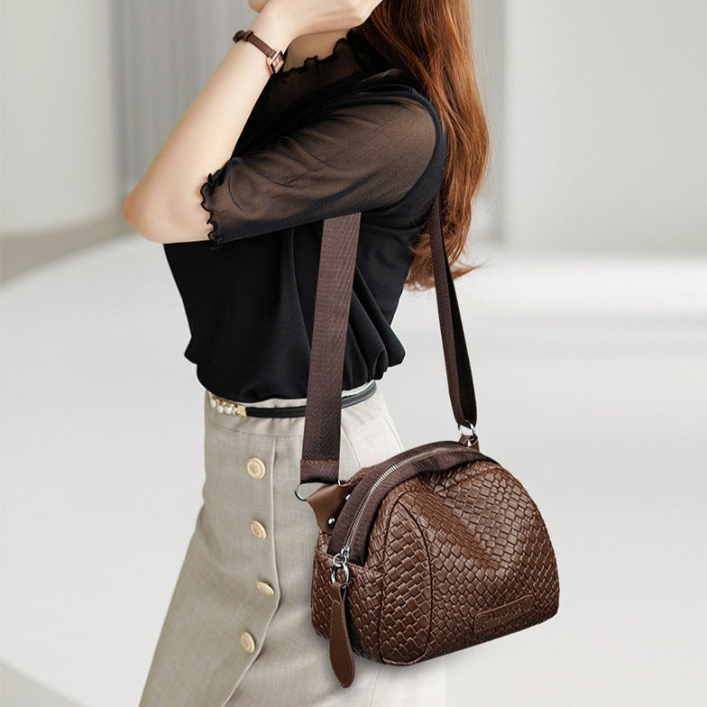 Wilja | Hand-woven beef leather large capacity bag-Elly Rose