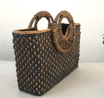 SoSun - Beach bag with wooden handle-Elly Rose
