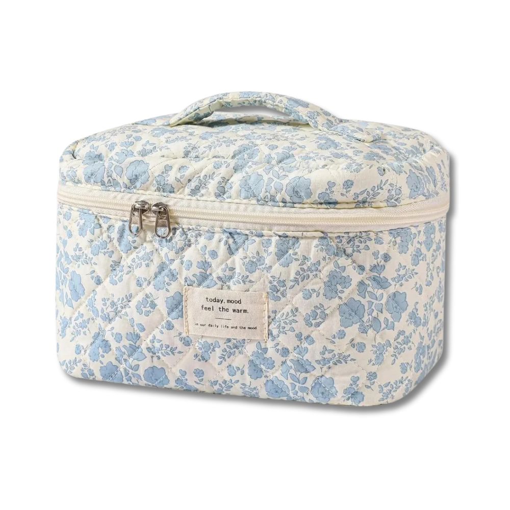 BlossomTidy - Large quilted make-up bag with flowers for women-Elly Rose