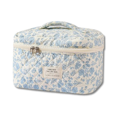 BlossomTidy - Large quilted make-up bag with flowers for women-Elly Rose