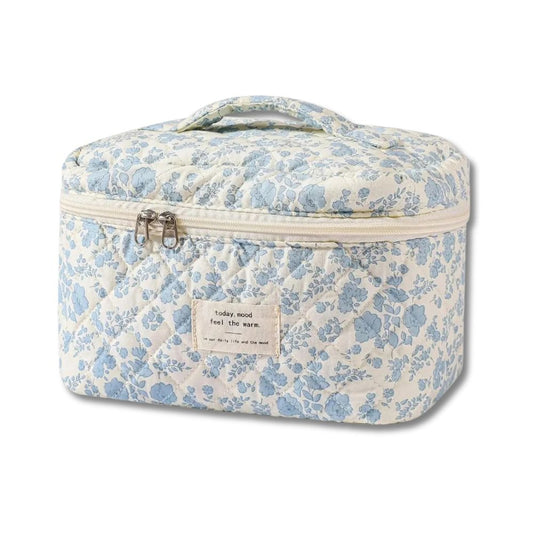 BlossomTidy - Large quilted make-up bag with flowers for women-Elly Rose