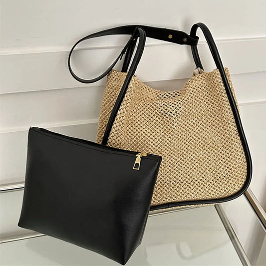 ByMave Large capacity PU leather wicker bag-Elly Rose