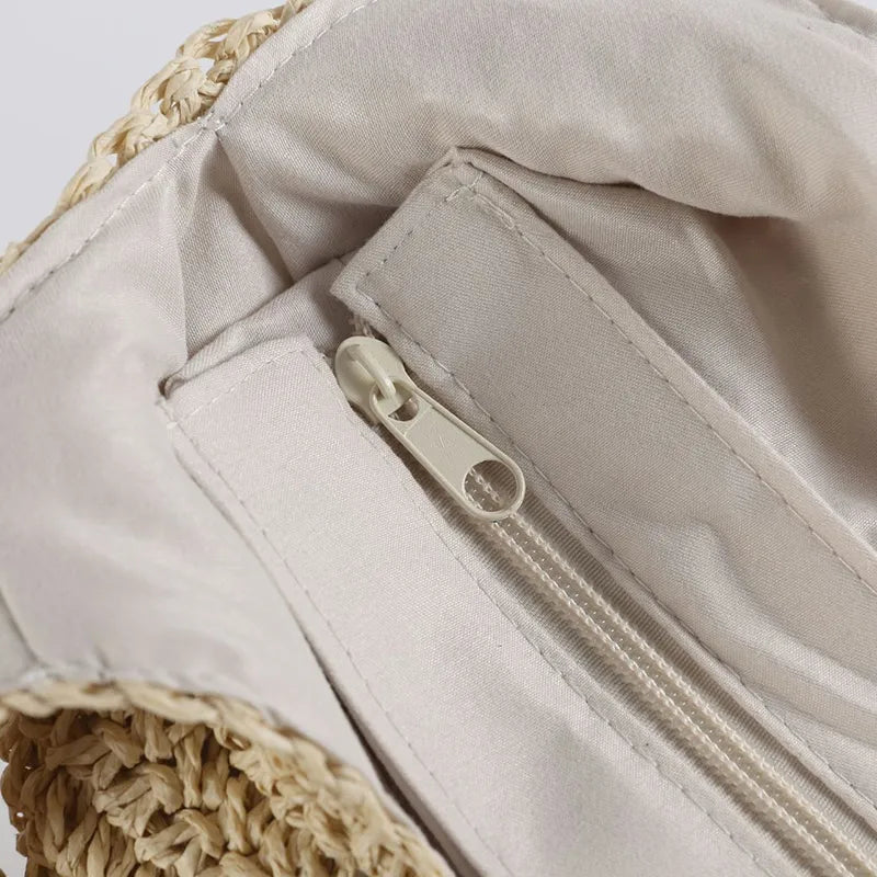Round straw shoulder bag - Shreya-Elly Rose