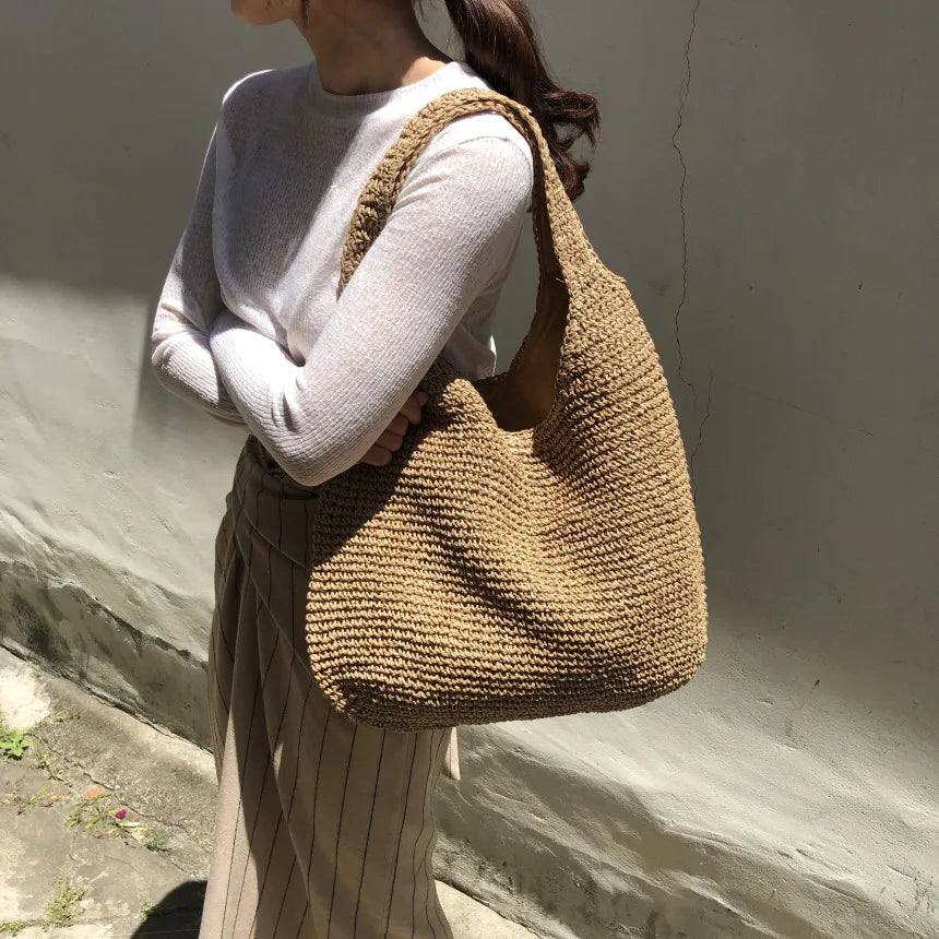 Women's rattan beach bag - Dassi-Elly Rose