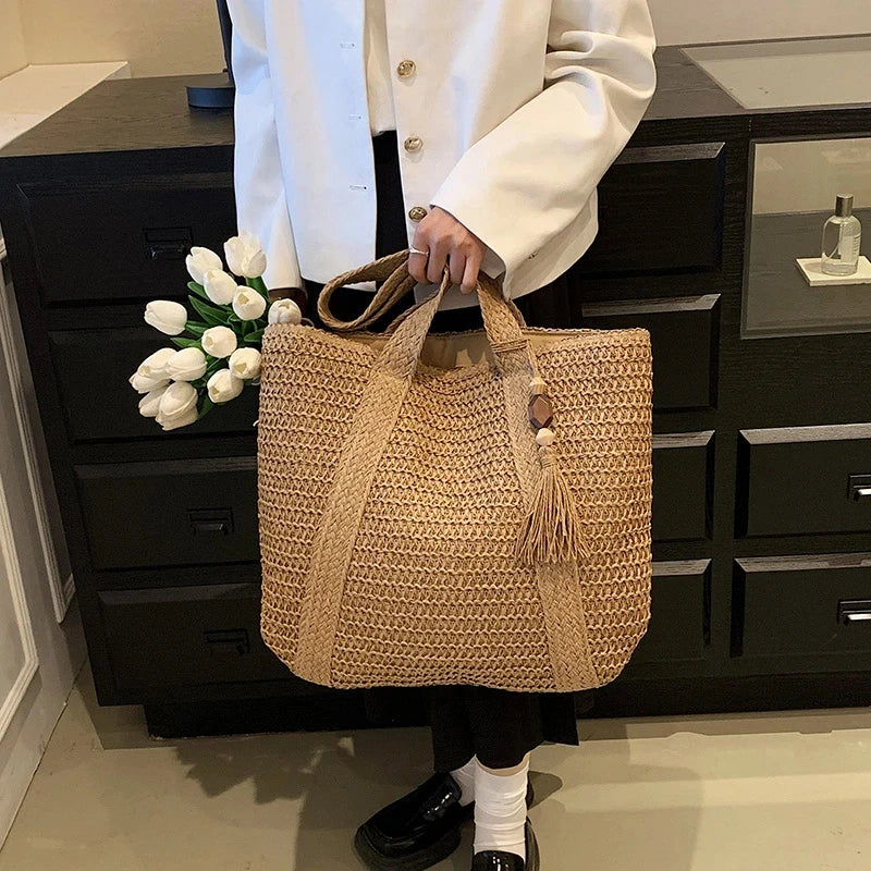 ByMave - Wicker bag with tassels-Elly Rose