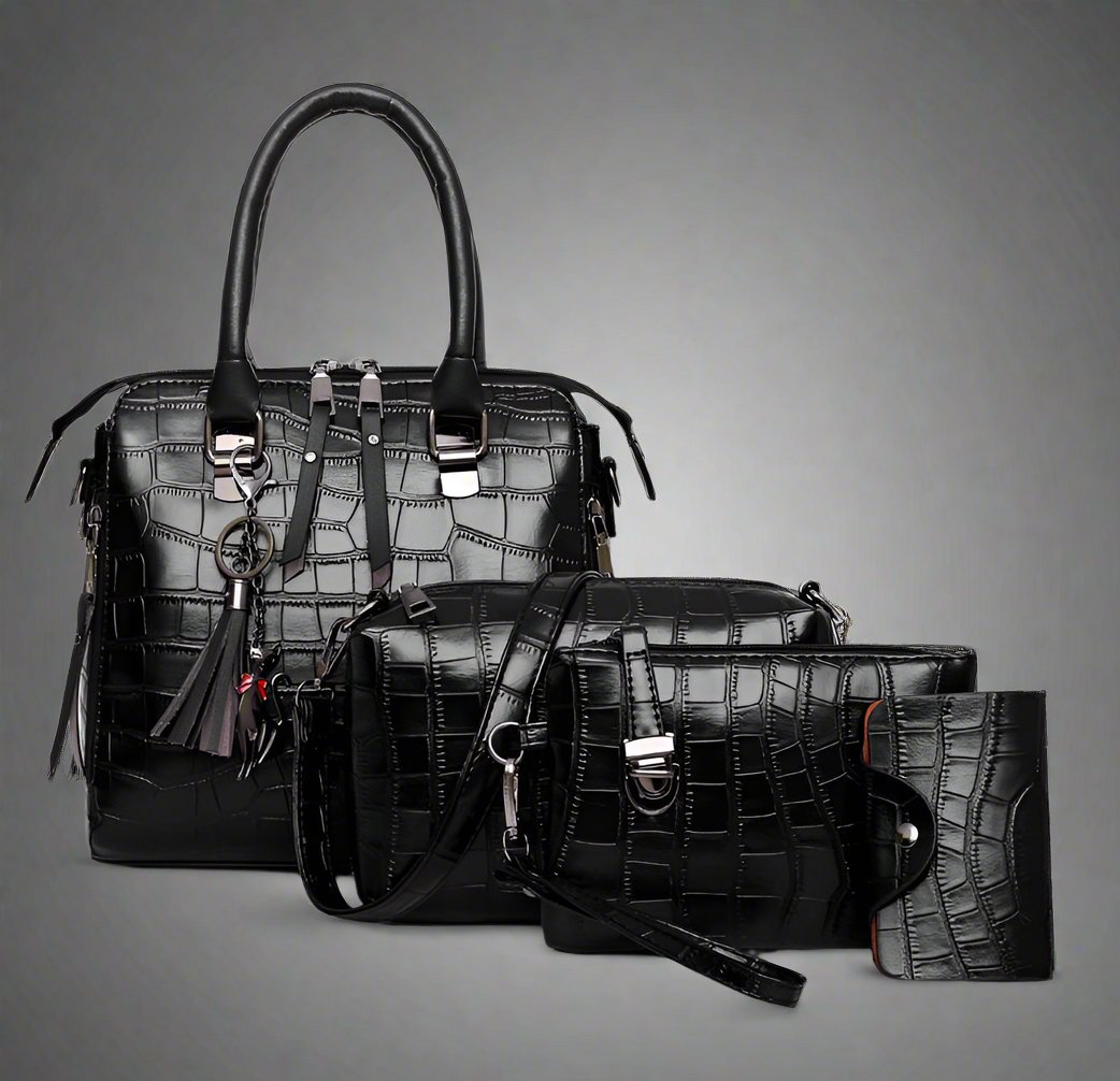 Qyra- 4-piece modern leather bag set-Elly Rose