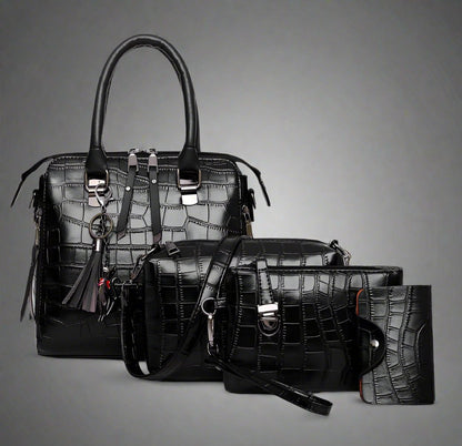 Qyra- 4-piece modern leather bag set-Elly Rose