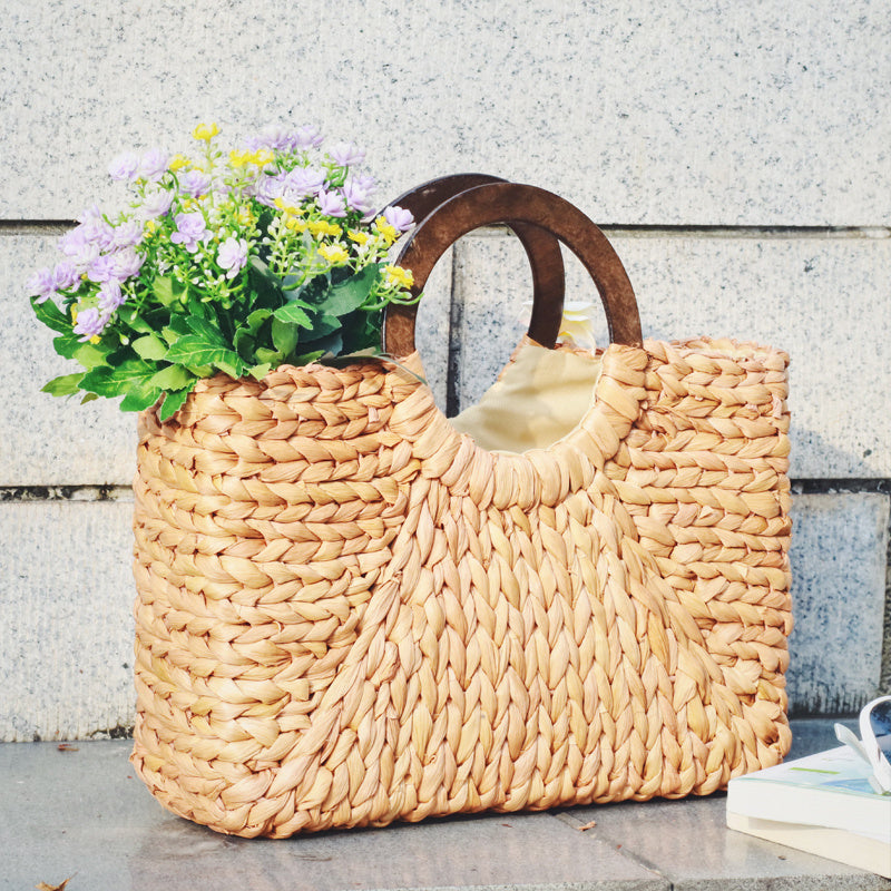SoSun - Rectangular beach bag in rattan-Elly Rose