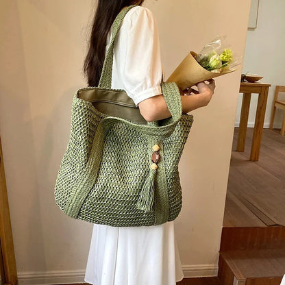 ByMave - Wicker bag with tassels-Elly Rose