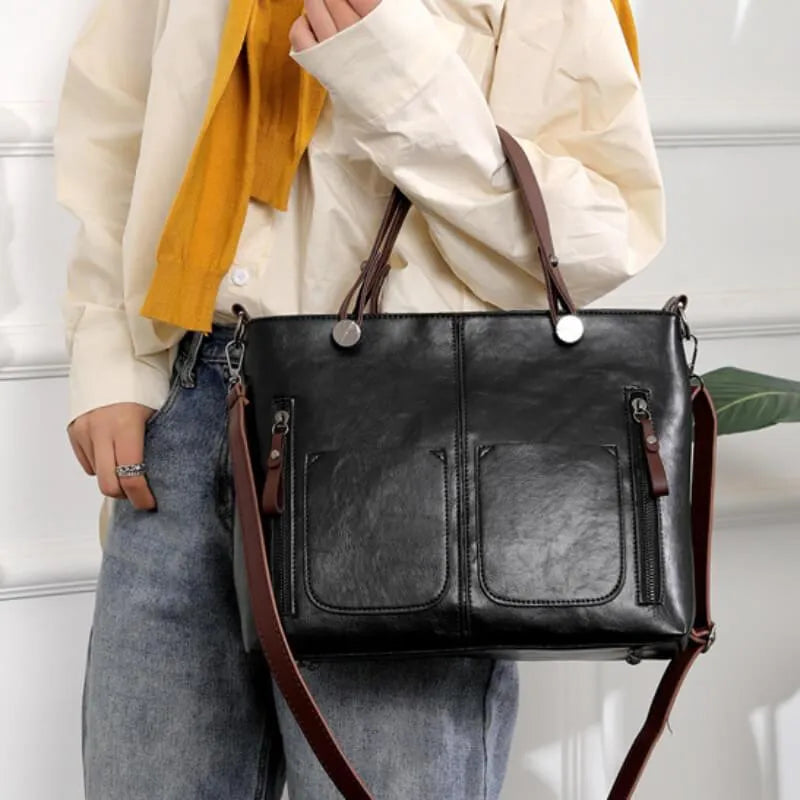 Elly - Vintage leather shoulder bag for ladies-Elly Rose