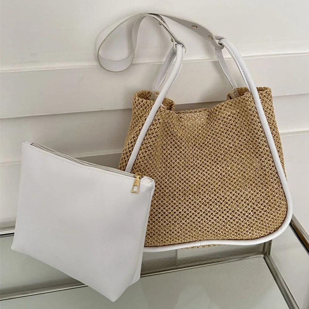 ByMave Large capacity PU leather wicker bag-Elly Rose