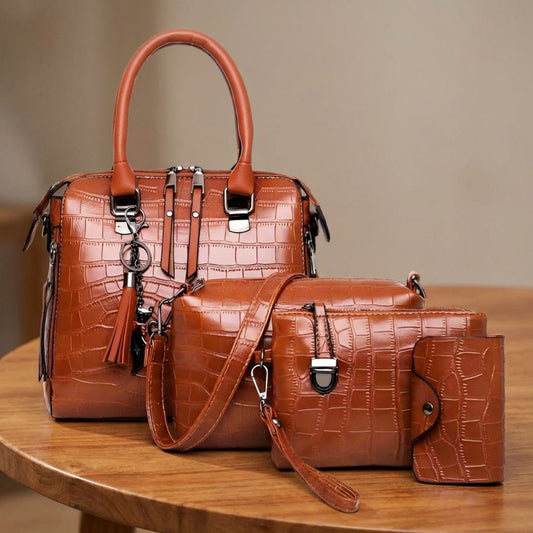 Qyra- 4-piece modern leather bag set