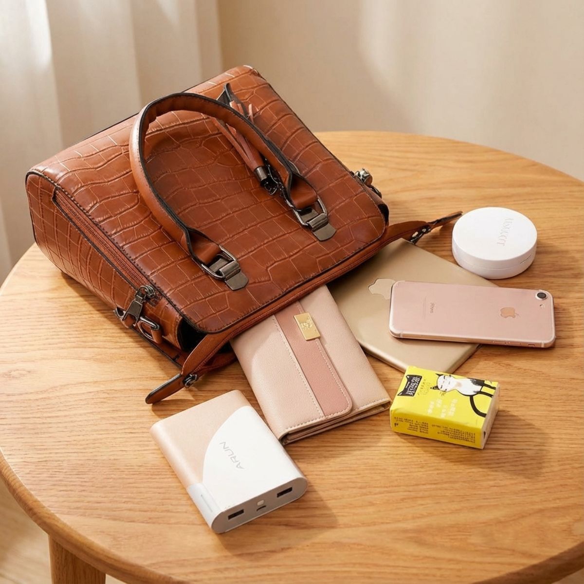 Qyra- 4-piece modern leather bag set