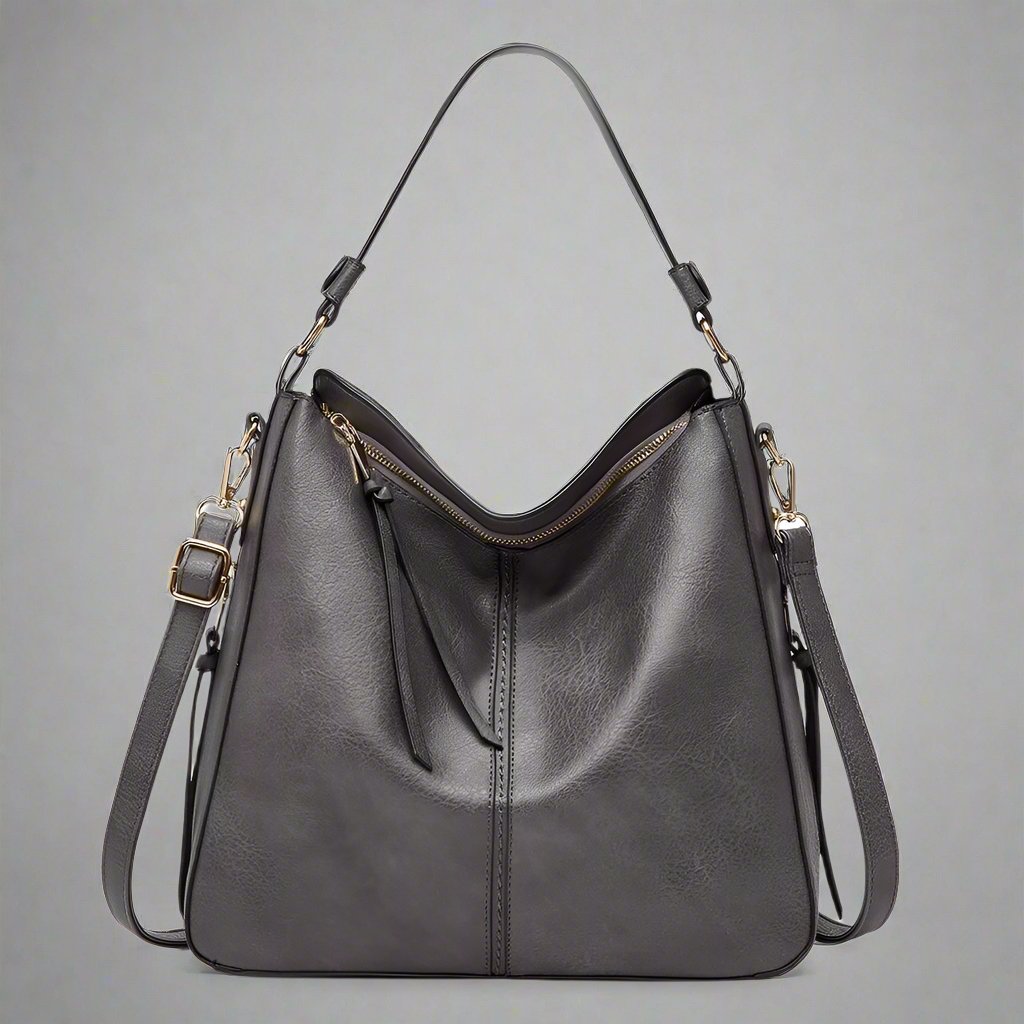 Cecile | Elegant leather messenger bag with large interior-Elly Rose