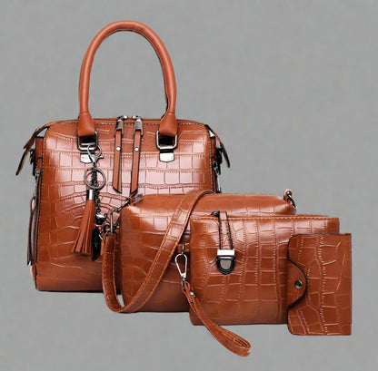 Qyra- 4-piece modern leather bag set-Elly Rose