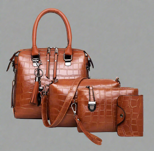 Qyra- 4-piece modern leather bag set-Elly Rose