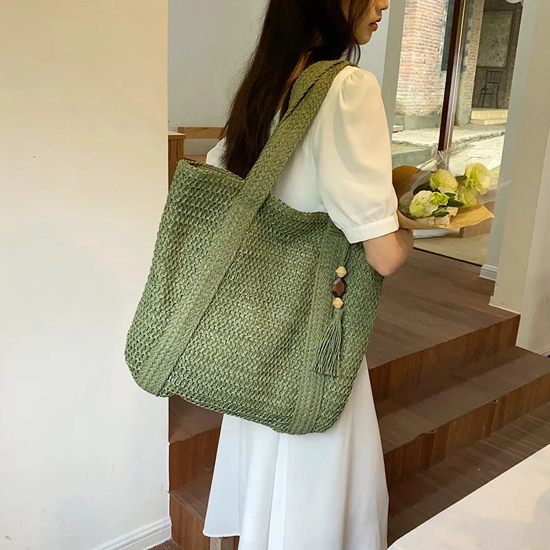 ByMave - Wicker bag with tassels-Elly Rose