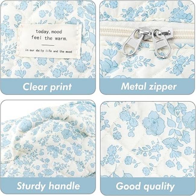 BlossomTidy - Large quilted make-up bag with flowers for women-Elly Rose