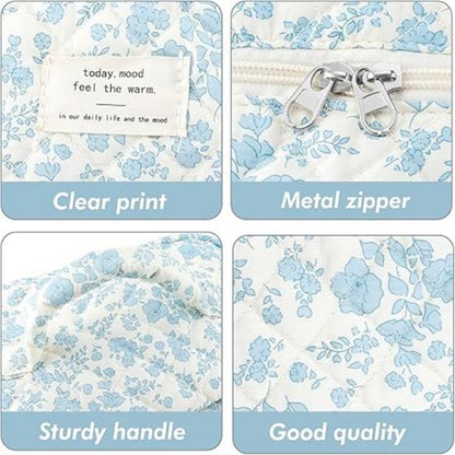 BlossomTidy - Large quilted make-up bag with flowers for women-Elly Rose