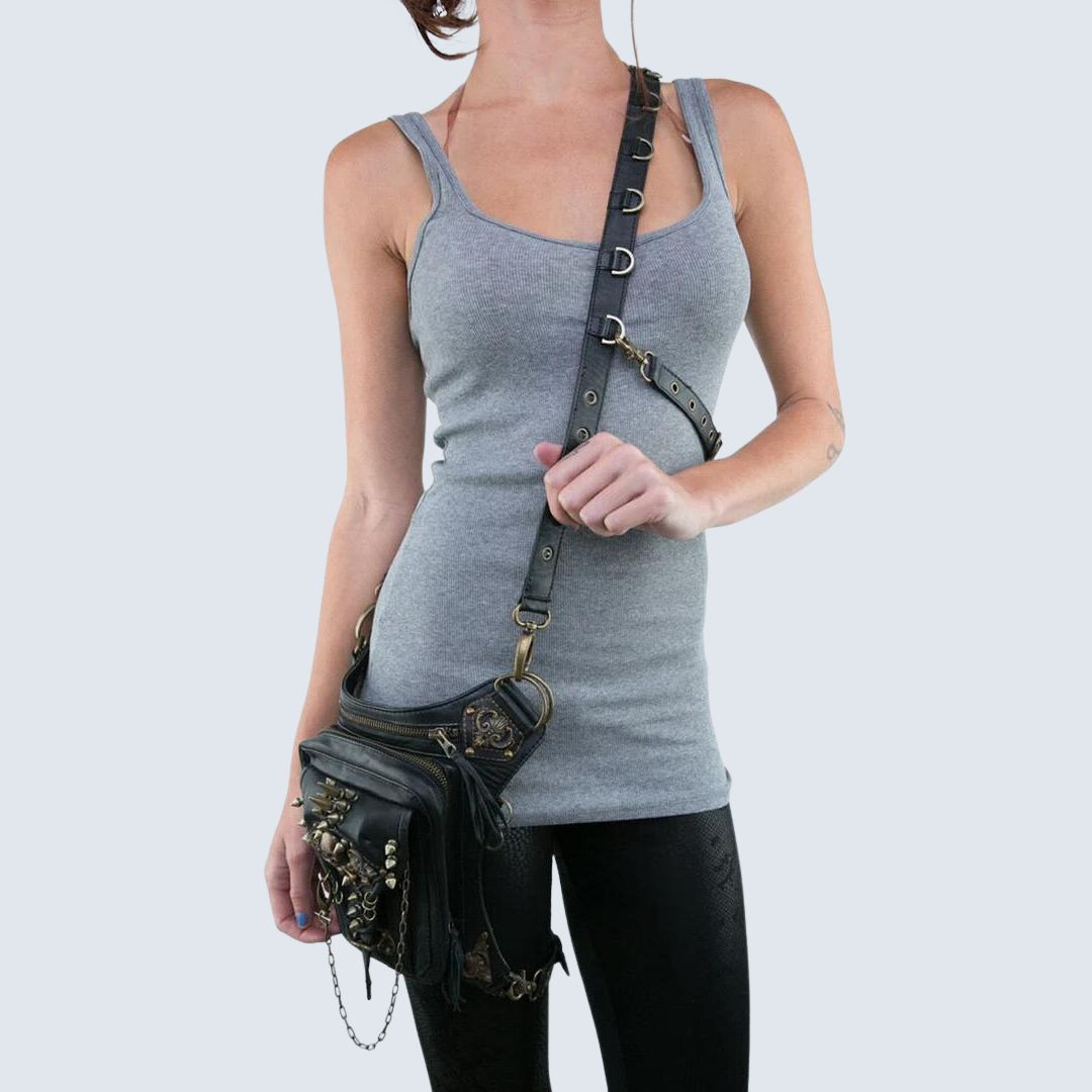 Gothic leather belt bag - Mya-Elly Rose