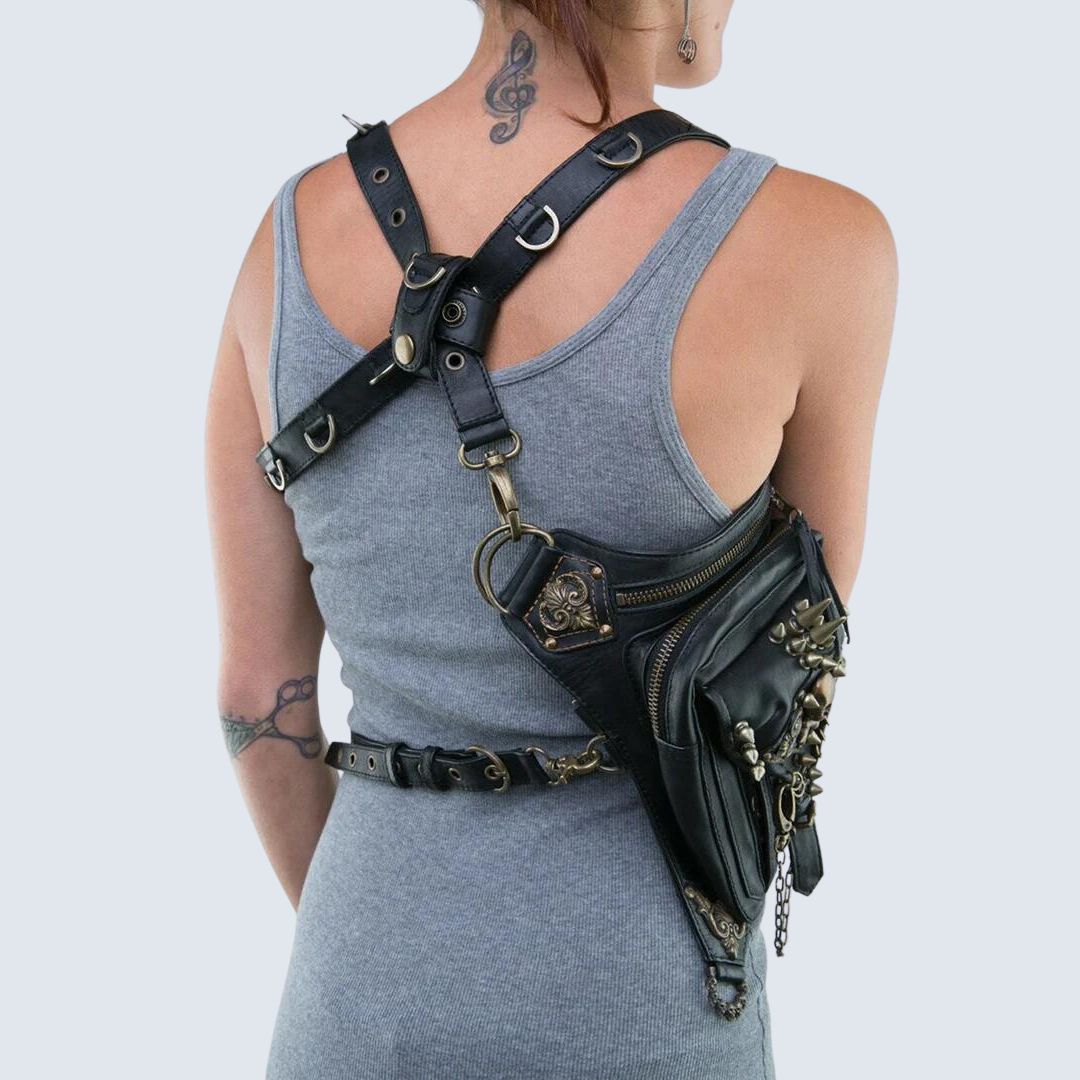 Gothic leather belt bag - Mya-Elly Rose