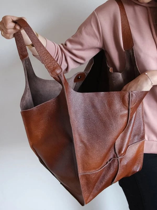 Xylia | New oversized handbag in handmade vegan leather.-Elly Rose