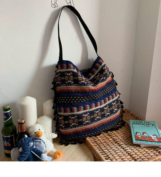 SoSun - Geometric bag with tassels-Elly Rose