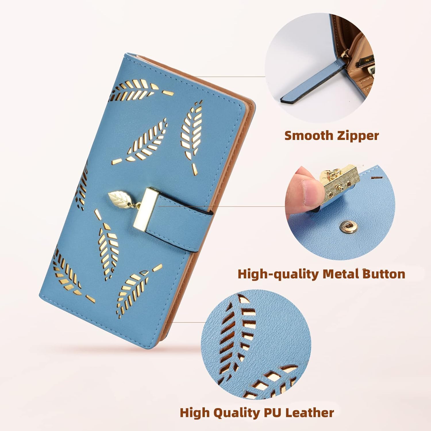 Leather wallet with long leaves - Leanne-Elly Rose