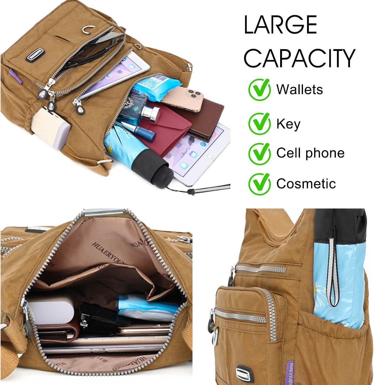 PocketEase - Waterproof shoulder bag with multiple pockets-Elly Rose