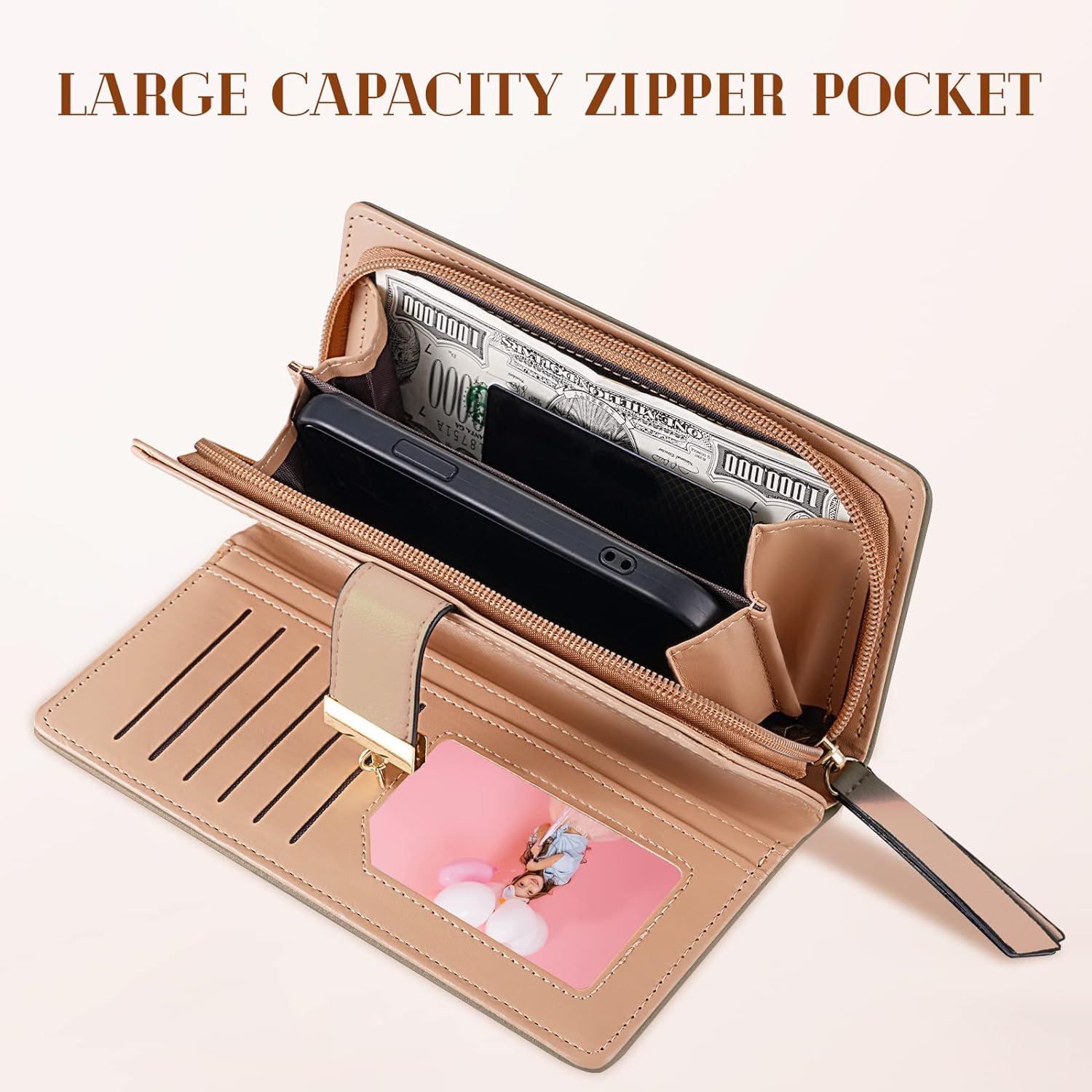 Leather wallet with long leaves - Leanne-Elly Rose