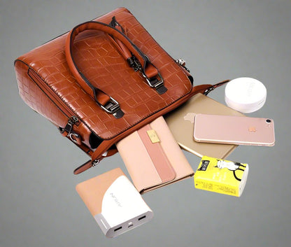 Qyra- 4-piece modern leather bag set-Elly Rose