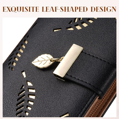 Leather wallet with long leaves - Leanne-Elly Rose