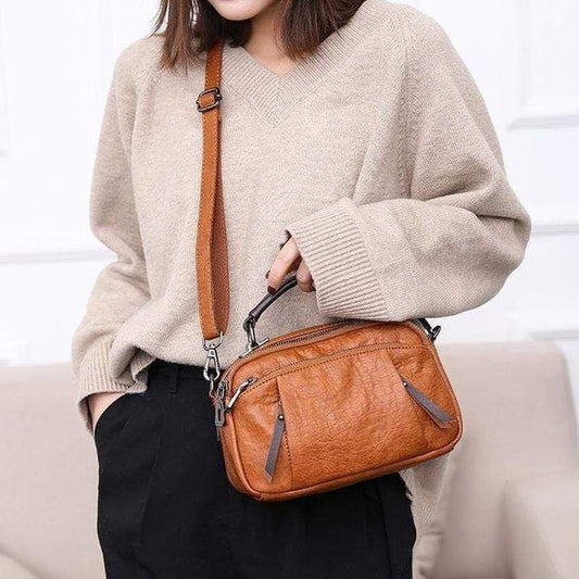 Tanja | Handmade soft leather bag with several compartments-Elly Rose