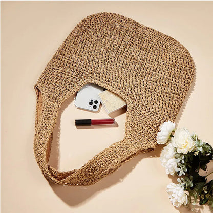 Round straw shoulder bag - Shreya-Elly Rose