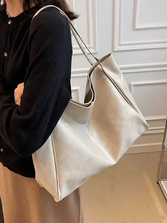 Alissa Large Ladies Leather Shoulder Bag | Handbag | Shopper Cream-Elly Rose