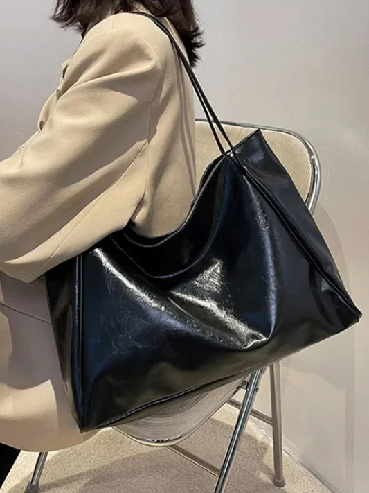 Alissa Large Ladies Leather Shoulder Bag | Handbag | Shopper Black-Elly Rose