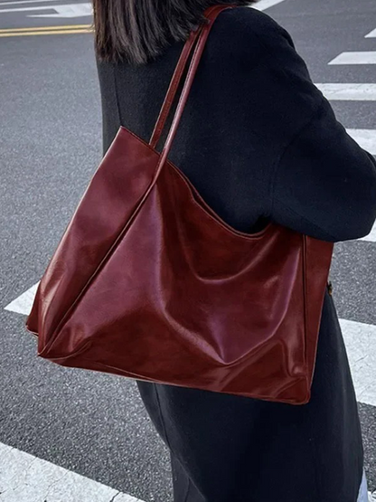 Alissa Large Ladies Leather Shoulder Bag | Handbag | Shopper Burgundy Red-Elly Rose