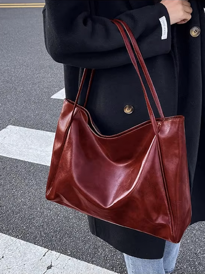 Alissa Large Ladies Leather Shoulder Bag | Handbag | Shopper Burgundy Red-Elly Rose
