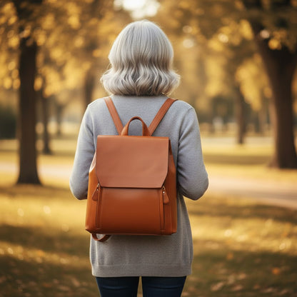 Carmine | Elegant Vegan Leather Laptop Backpack - Padded and Practical