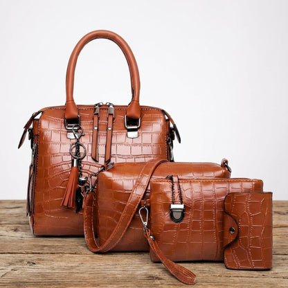 Qyra- 4-piece modern leather bag set