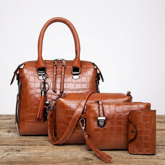 Qyra- 4-piece modern leather bag set