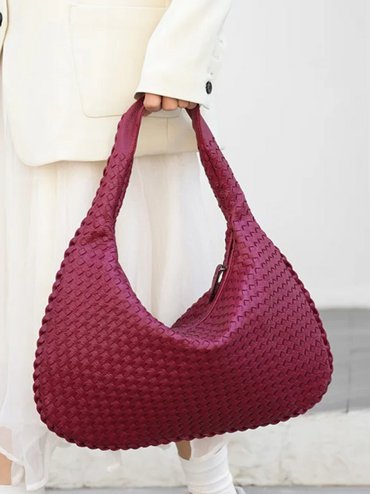 Brianna Braided Shoulder Bag Ladies | Handbag | Design Bag Burgundy Red-Elly Rose