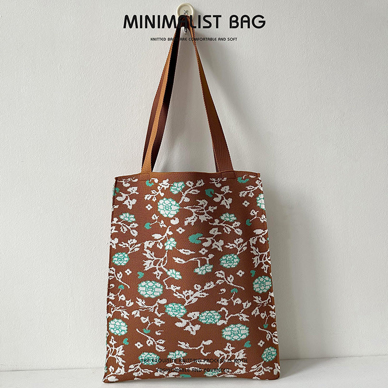 Large knitted tote bag - Flowers-Elly Rose