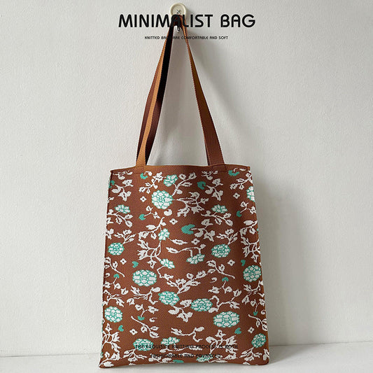 Large knitted tote bag - Flowers-Elly Rose
