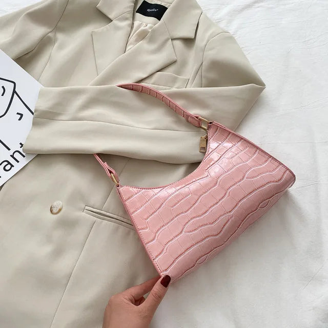 Tilly | Shiny shoulder bag with alligator motif-Elly Rose