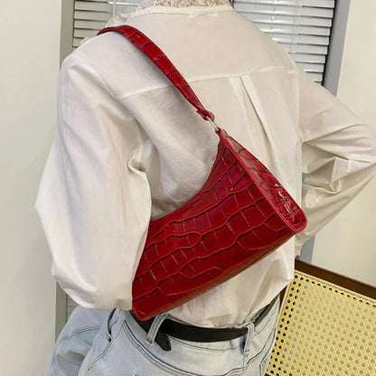 Tilly | Shiny shoulder bag with alligator motif-Elly Rose