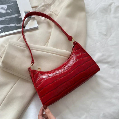 Tilly | Shiny shoulder bag with alligator motif-Elly Rose