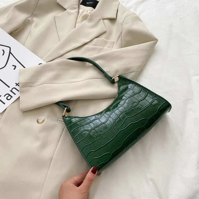 Tilly | Shiny shoulder bag with alligator motif-Elly Rose