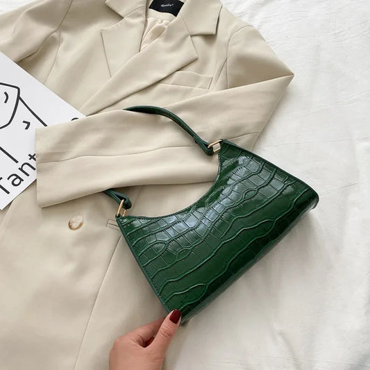 Tilly | Shiny shoulder bag with alligator motif-Elly Rose